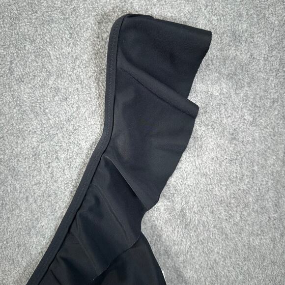 Aerie Triangle Ruffle Strap Bikini Swim Top Women's Small Black Beach Vacation - Picture 2 of 7